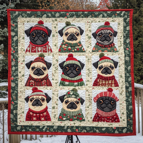 Pugs Love Sweaters XR2309014CL Quilt Blanket