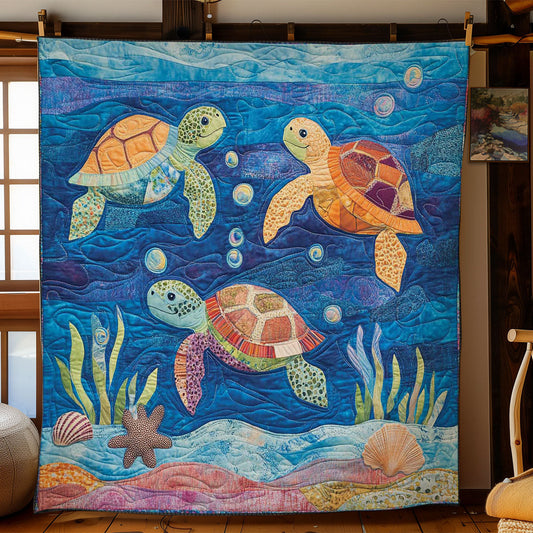 Turtle's Vibrant Swim WN2512023CL Quilt Blanket