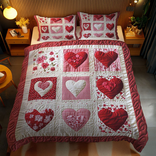 Blossoming Hearts WN1002049CL Quilted Bedding Set