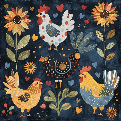 Adorable Chickens XR2907012CL Quilt Blanket