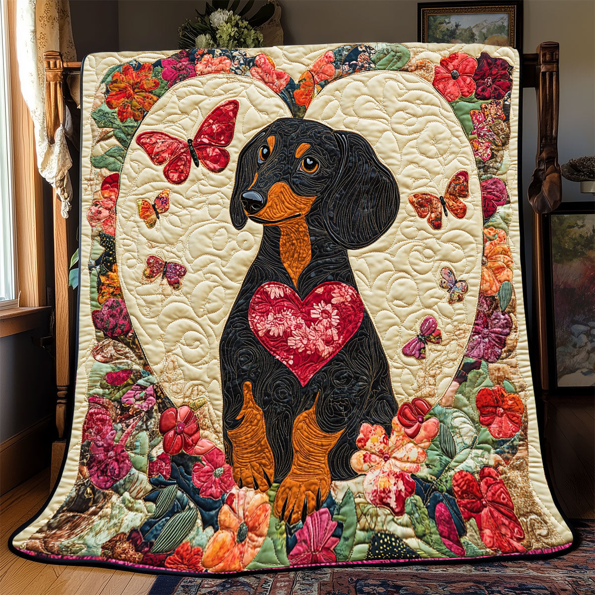 Adorable Dachshund WX0803001CL Quilt Blanket