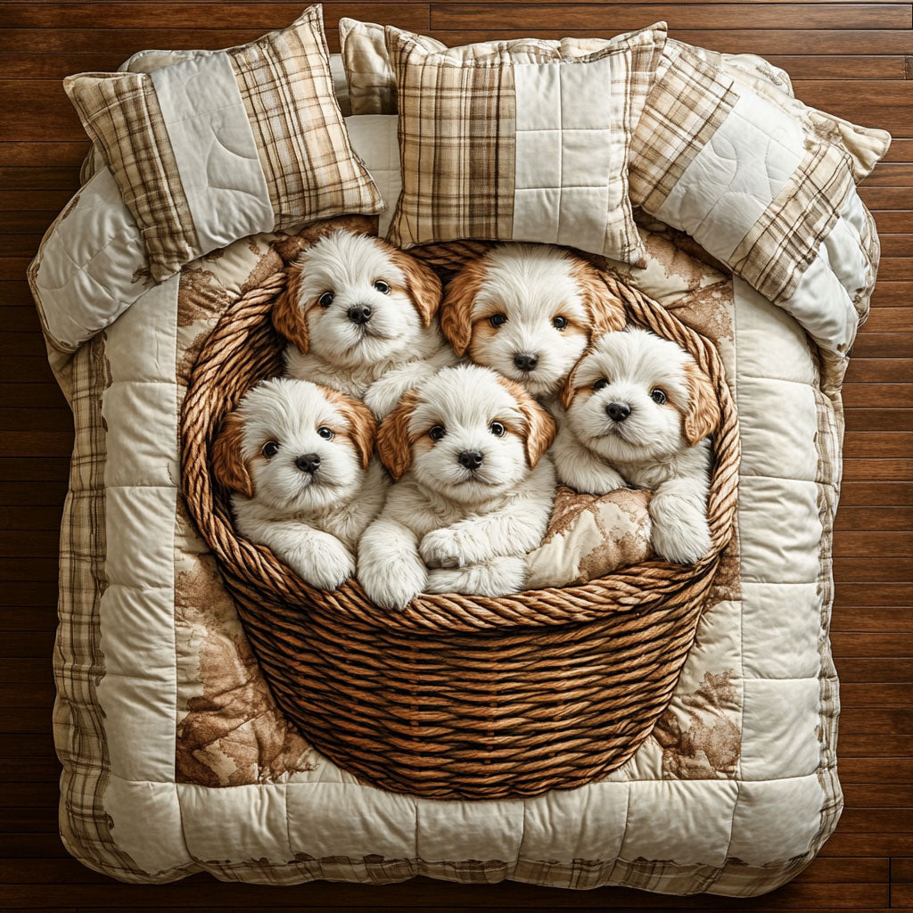 Adorable Doodle WX0403002CL Quilted Bedding Set