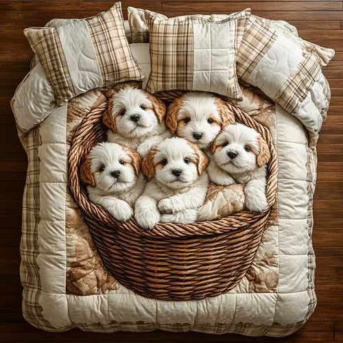 Adorable Doodle WX0403002CL Quilted Bedding Set