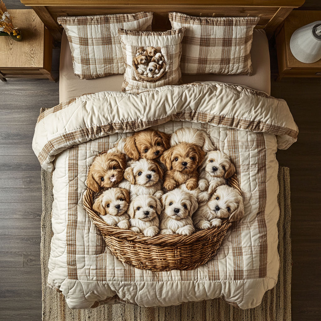 Adorable Doodle WX0403003CL Quilted Bedding Set