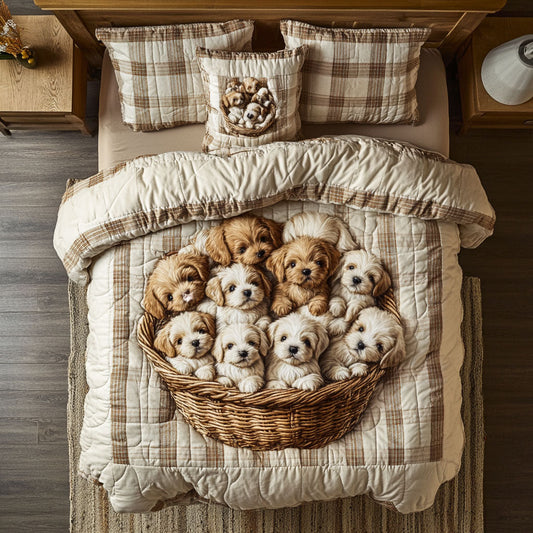 Adorable Doodle WX0403003CL Quilted Bedding Set