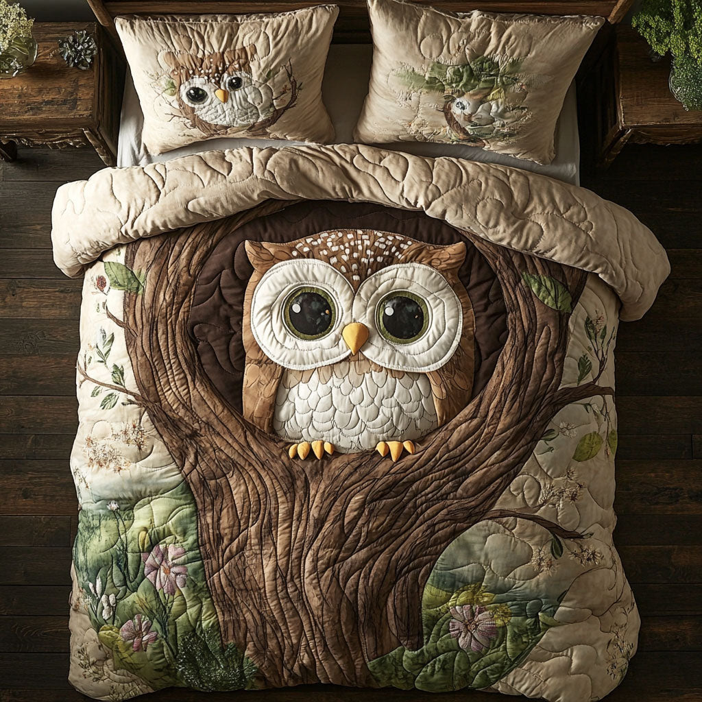 Adorable Owl WX0703003CL Quilted Bedding Set
