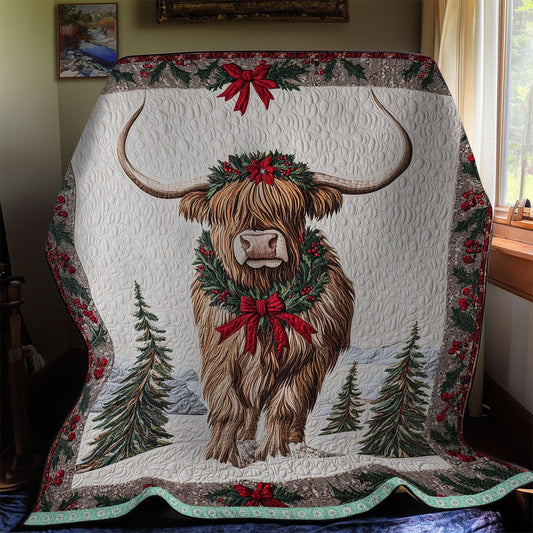 Highland Cow Christmas WX2511020CL Quilt Blanket