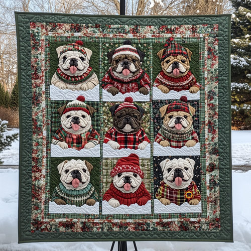 Bulldog Christmas YR1510011CL Quilt Blanket