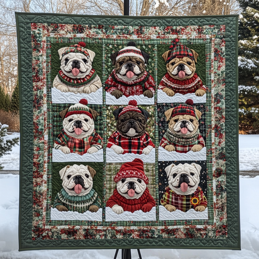 Bulldog Christmas YR1510011CL Quilt Blanket