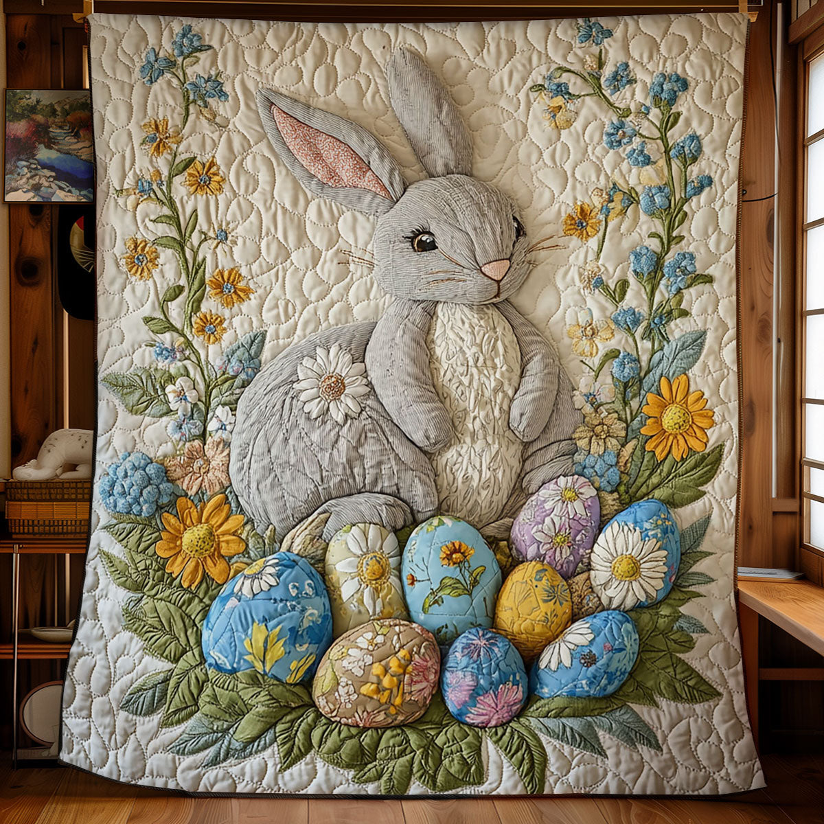 Rabbit And Easter Egg WY0402041CL Quilt Blanket