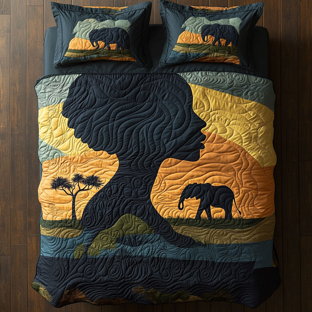 African Woman WX0603001CL Quilted Bedding Set