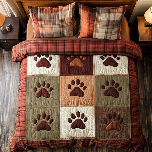 Autumn Dog Paw WX0603003CL Quilted Bedding Set