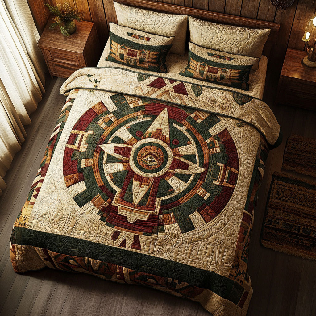 Aztec Compass WX0303004CL Quilted Bedding Set