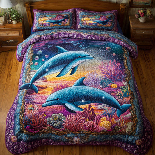 Dolphin Ocean WT0703072CL Quilted Bedding Set
