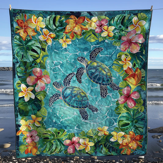 Tropical Turtles And Plumeria WJ1008037CL Quilt Blanket