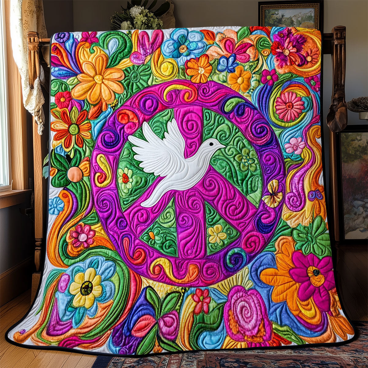Hippie Peace Dove WJ0602014CL Quilt Blanket