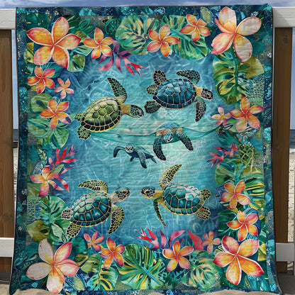 Tropical Turtles And Plumeria WJ1508021CL Quilt Blanket