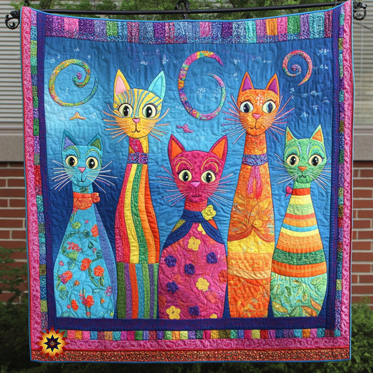 Abstract Cat Family WY1912032CL Quilt Blanket