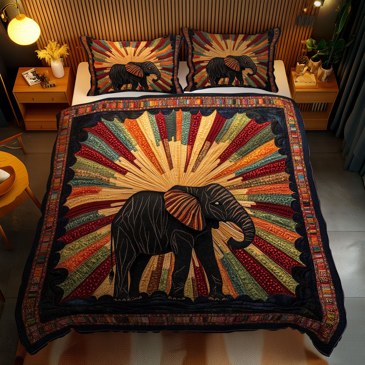 Mystic Elephant WN1002074CL Quilted Bedding Set