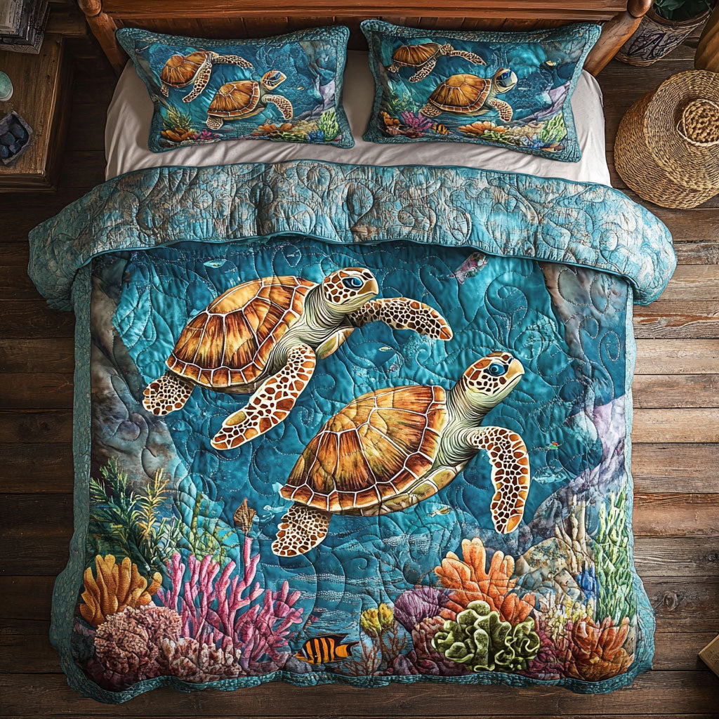 Couple Turtle WY1802044CL Quilted Bedding Set