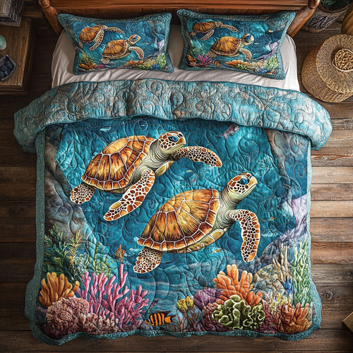 Couple Turtle WY1802044CL Quilted Bedding Set
