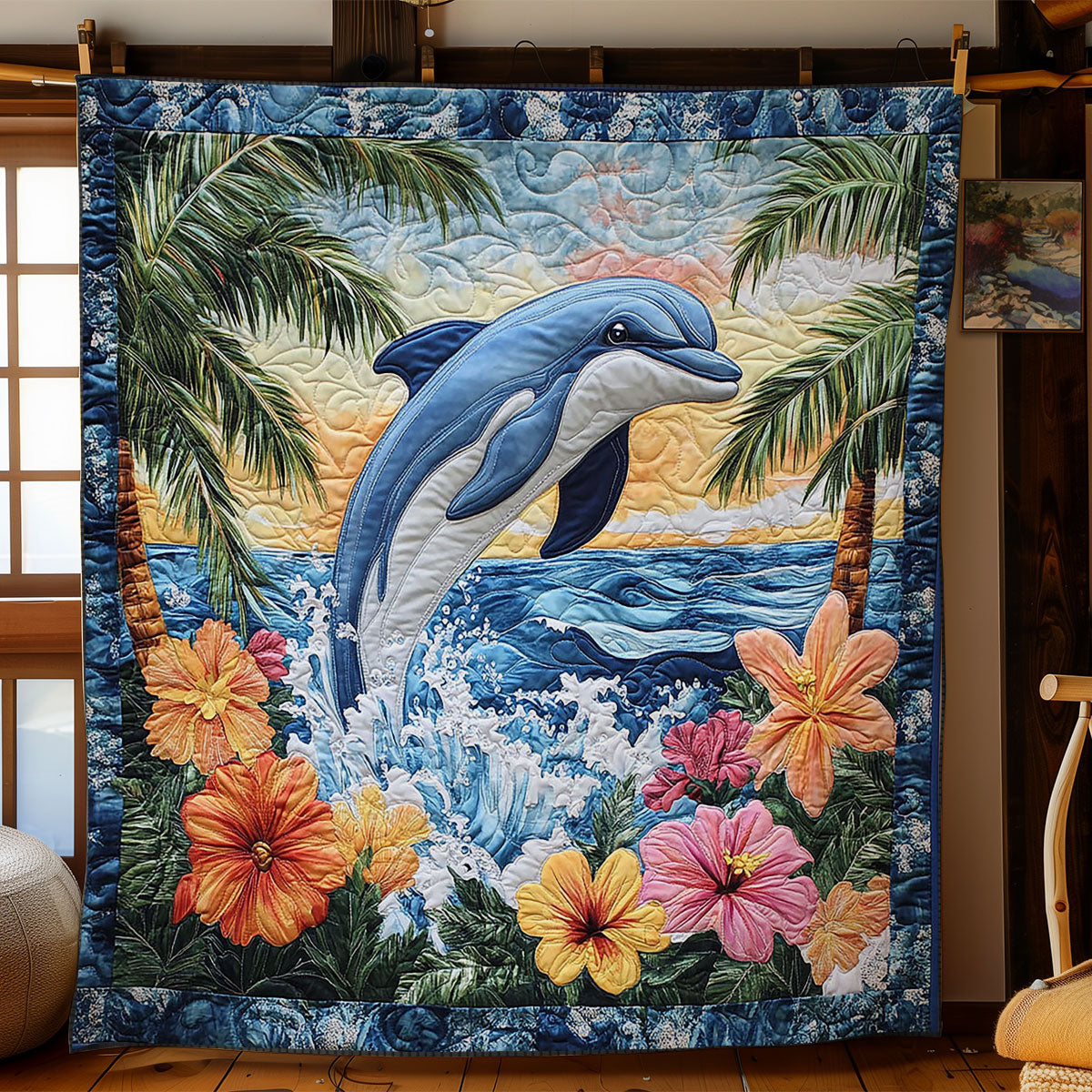 Dolphin Ocean CW2504034CL Quilt Blanket