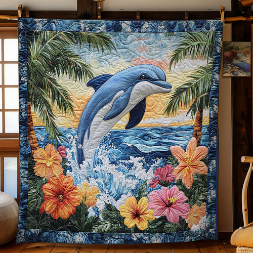 Dolphin Ocean CW2504034CL Quilt Blanket
