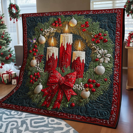 Christmas Wreath Candle WY2511005CL Quilt Blanket