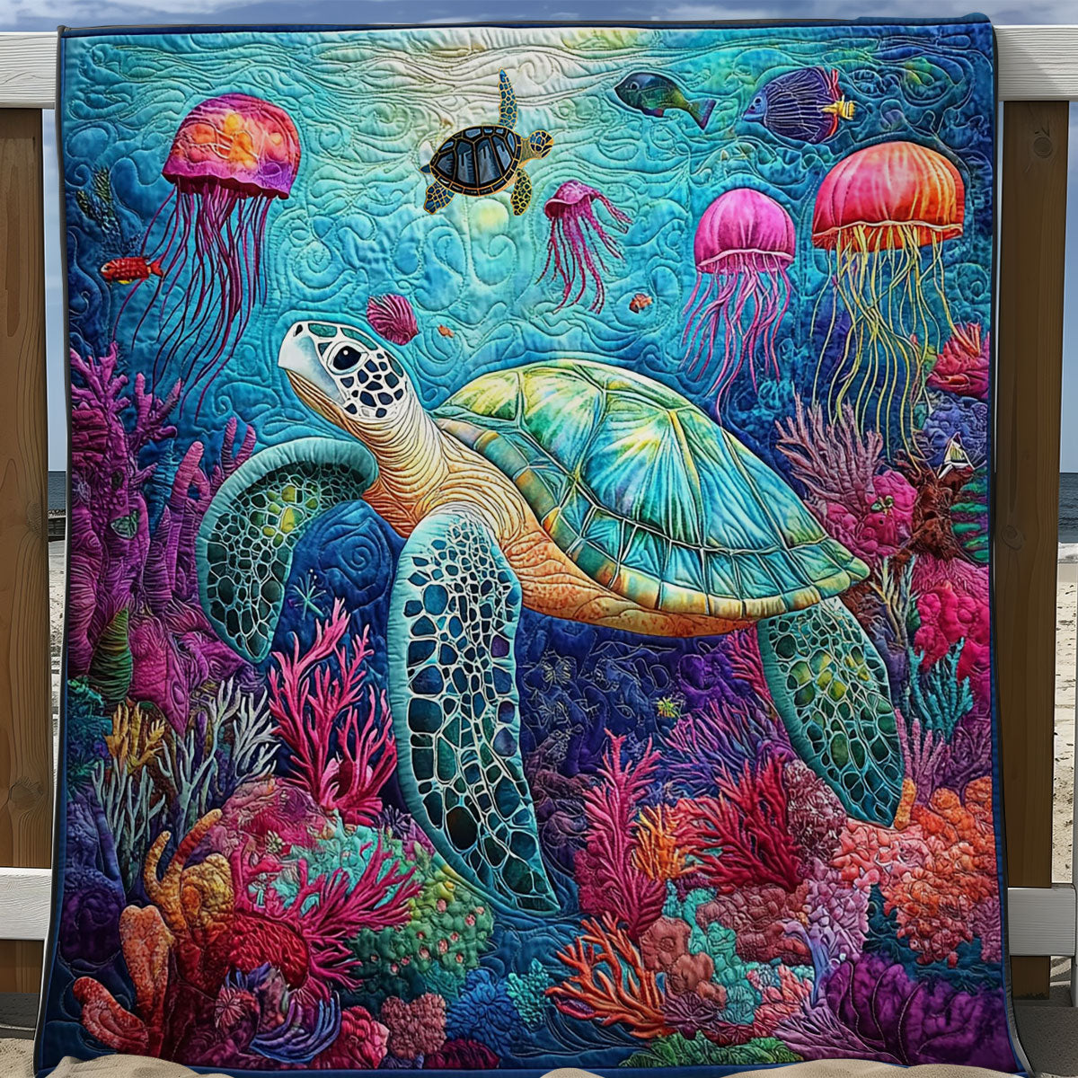 Turtle Ocean Life WY2811021CL Quilt Blanket