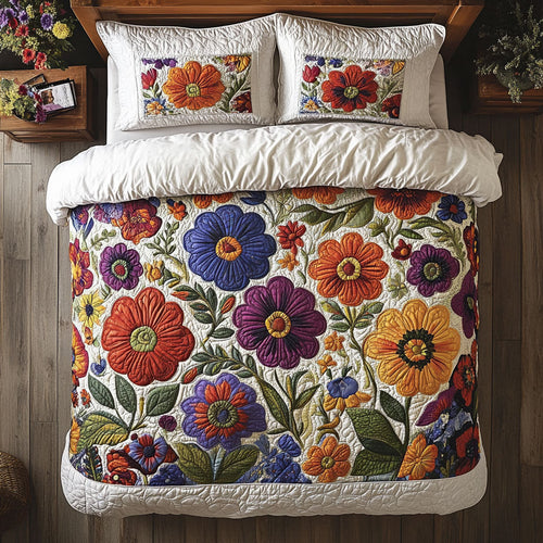 Rainbow Flower Garden WY13020105CL Quilted Bedding Set