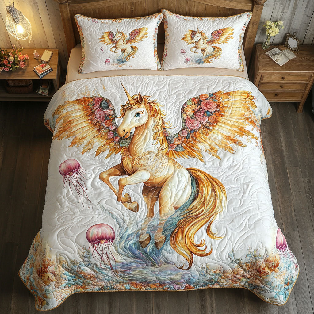 Unicorn Flower WT2402001CL Quilted Bedding Set