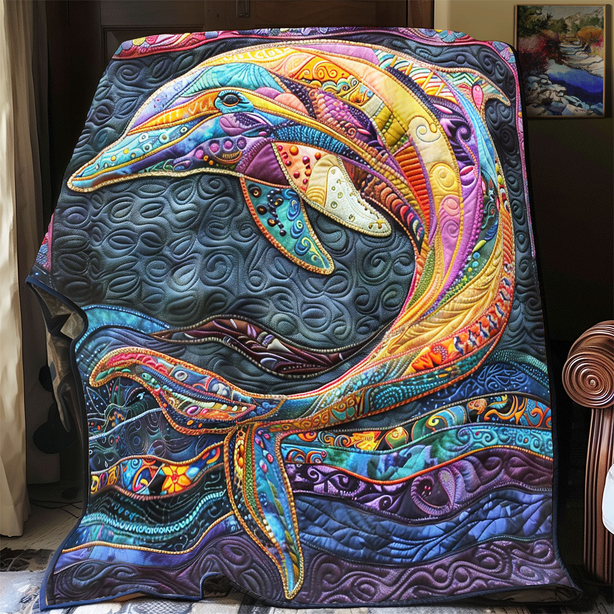 Vibrant Dolphin WX0201040CL Quilt Blanket