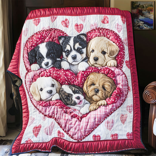 Adorable Dog Valentine WX0901002CL Quilt Blanket