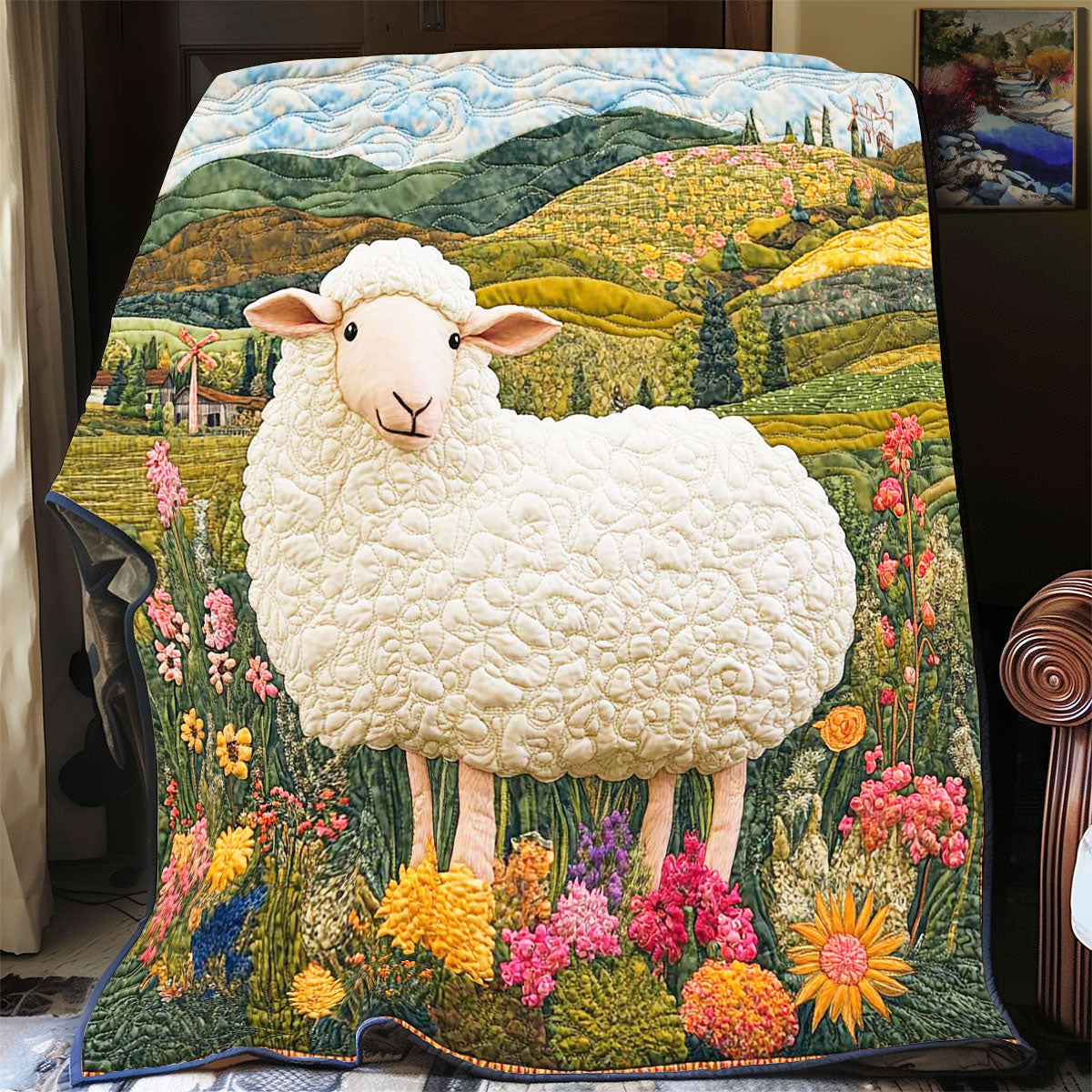 Adorable Farm Sheep WP1801001CL Quilt Blanket