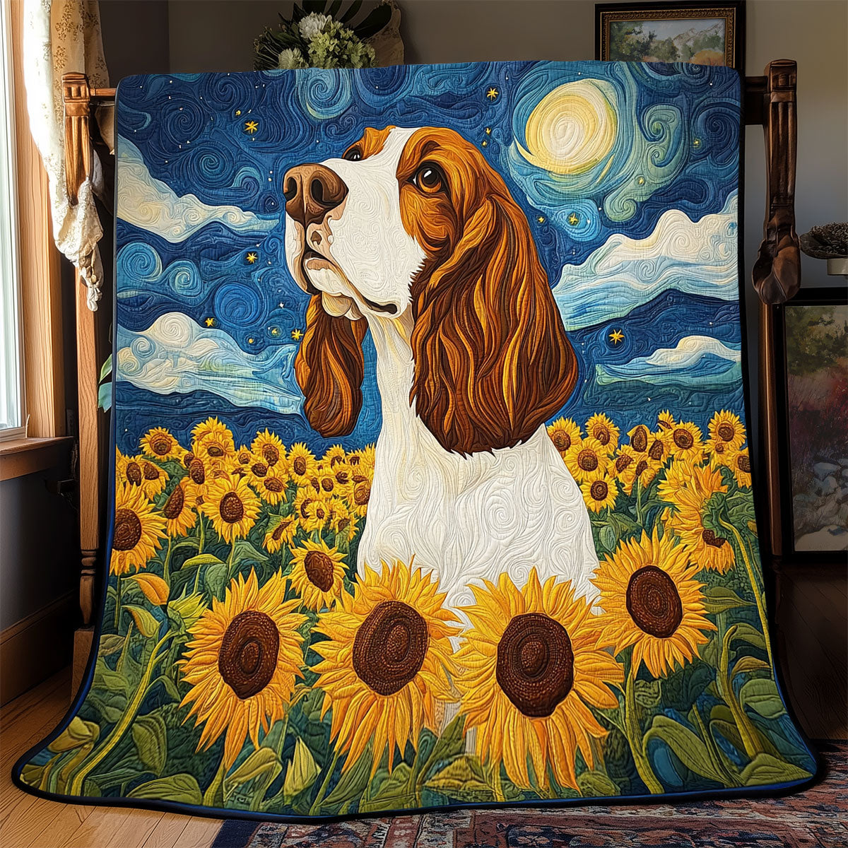 Basset Hound Starry Night WX1403004CL Quilt Blanket