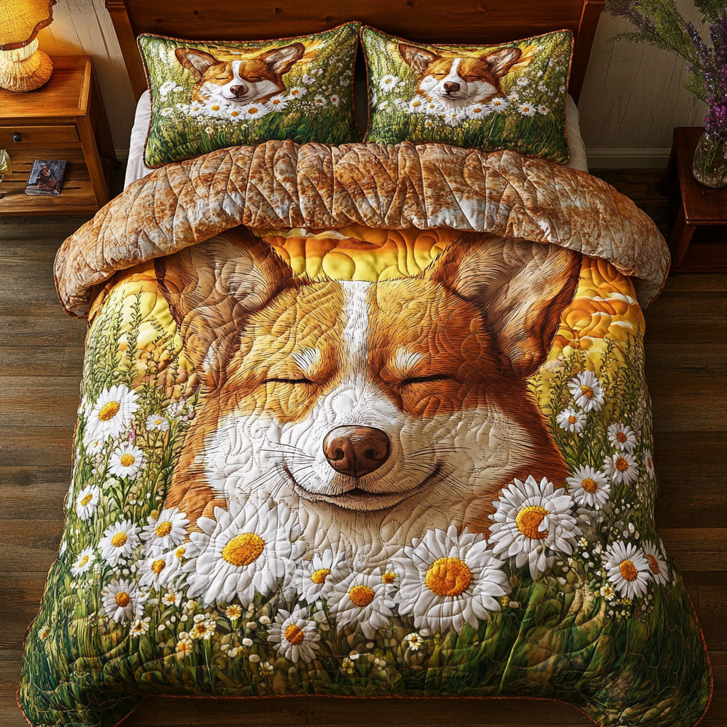 Corgi Puppy Sleeping WT0703077CL Quilted Bedding Set