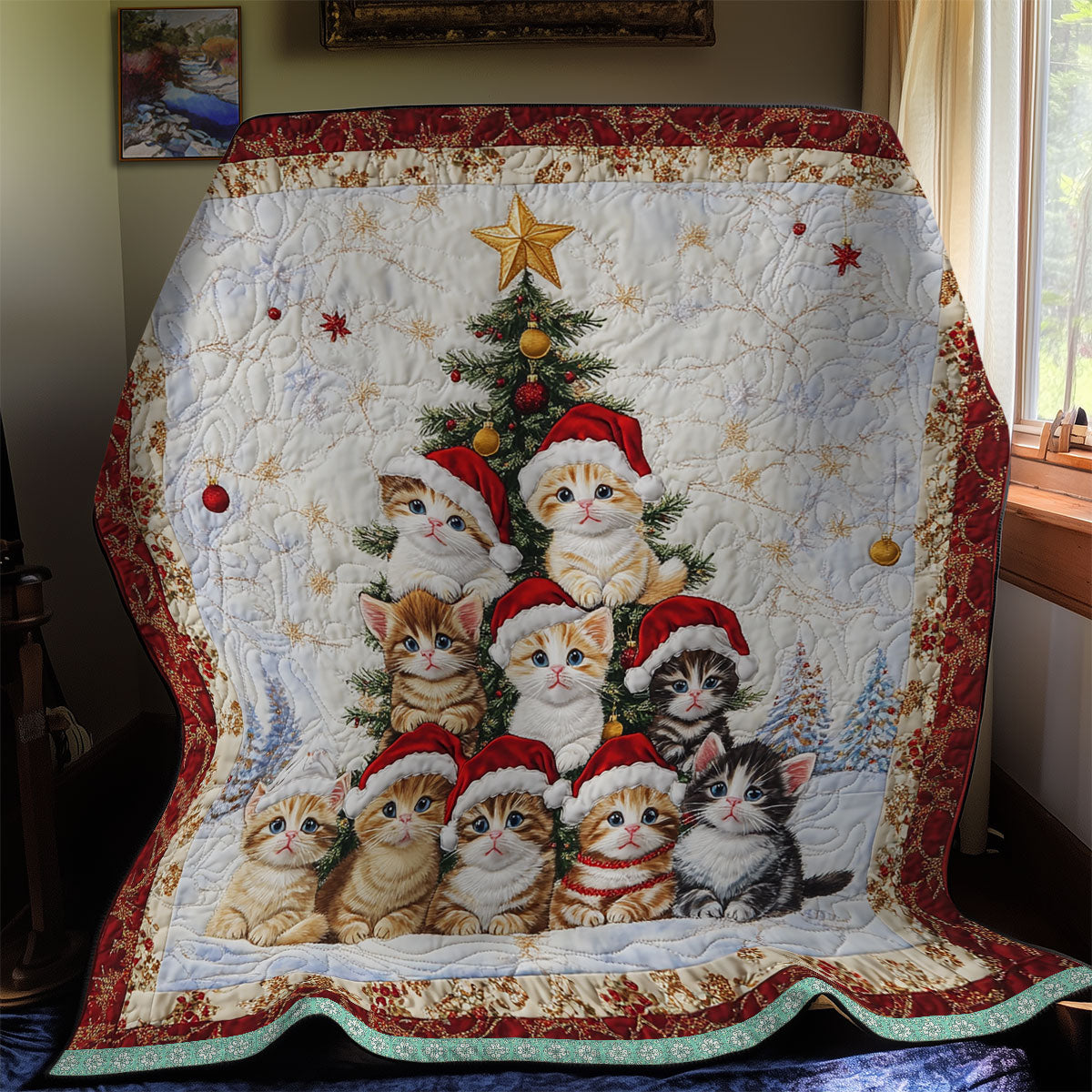Adorable Cat Christmas  WX1912001CL Quilt Blanket