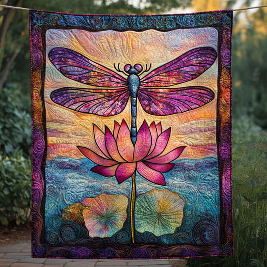 Dragonfly Purple Lotus WT2702138CL Quilt Blanket