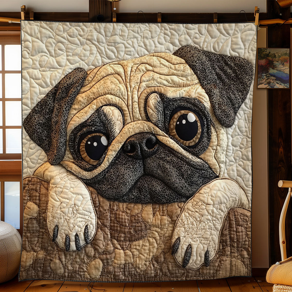 Cute Pug WY1202093CL Quilt Blanket