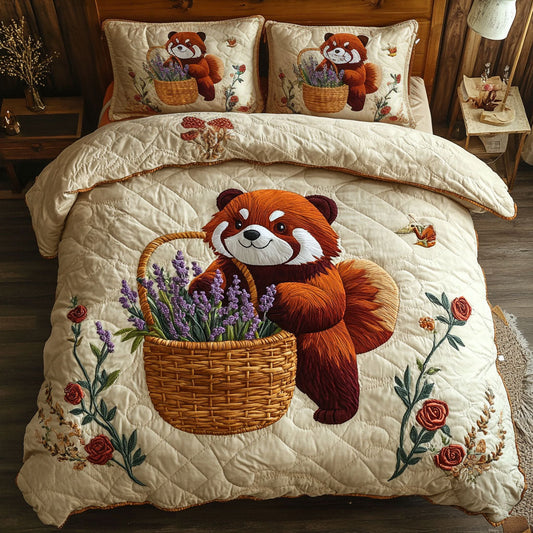 Flower Red Panda WJ1902026CL Quilted Bedding Set
