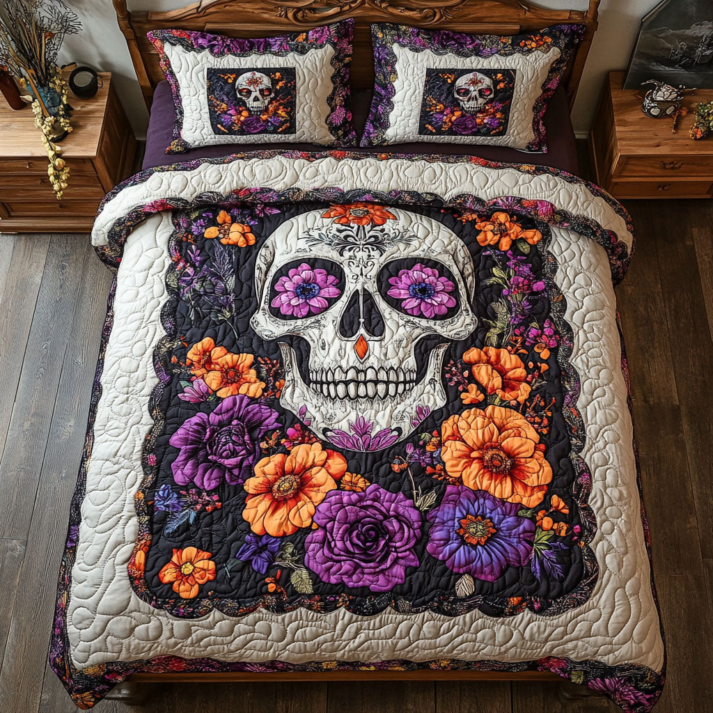 Skull In Flower Forest WY0602051CL Duvet Cover Set