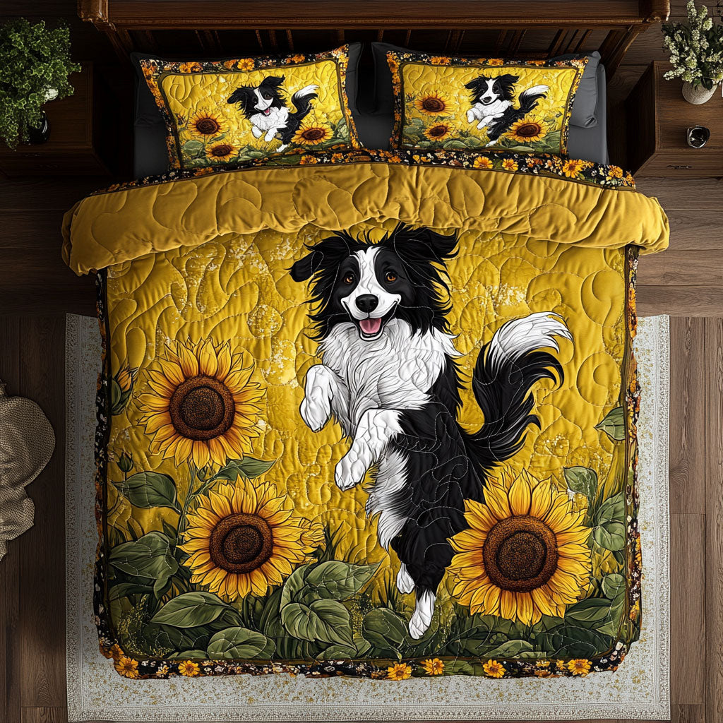 Happy Dog In Sunflower WY1302091CL Quilted Bedding Set