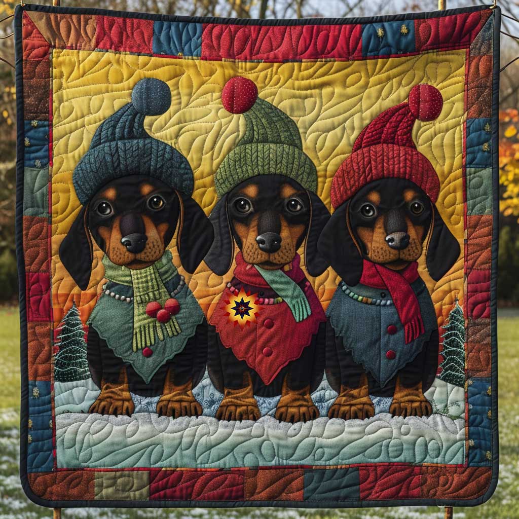 Warmy Dachshund Winter WP1110021CL Quilt Blanket