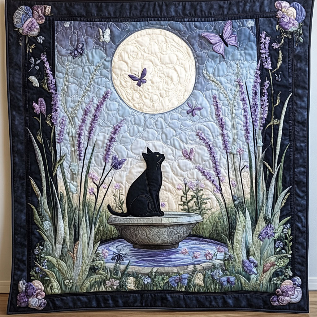 Black Cat Enchanted Garden Paws WU1303029CL Quilt Blanket
