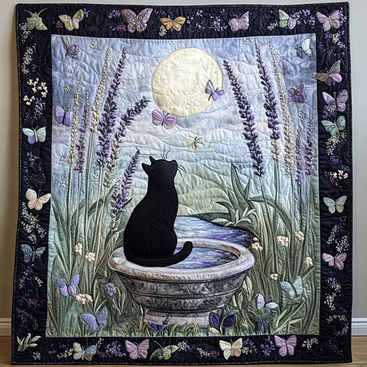 Black Cat Enchanted Garden Paws WU1303031CL Quilt Blanket