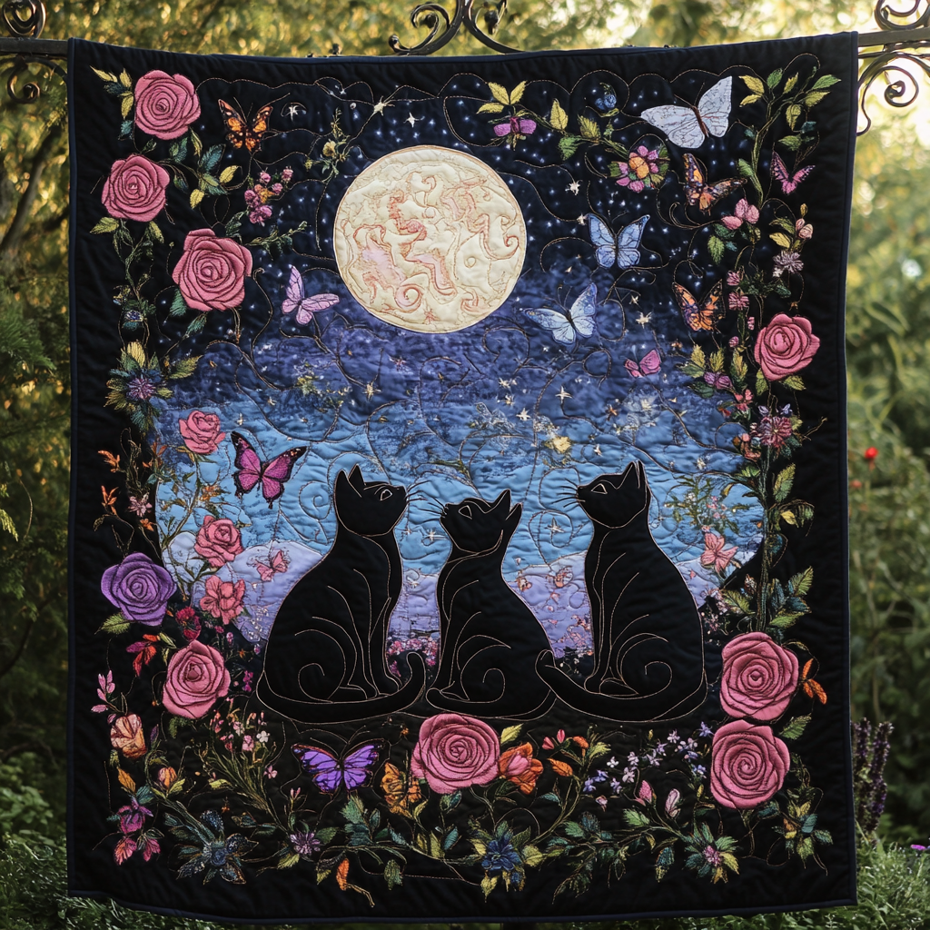 Black Cat Starry Night WU1401001CL Quilt Blanket