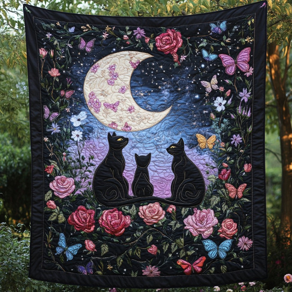 Black Cat Starry Night WU1401070CL Quilt Blanket
