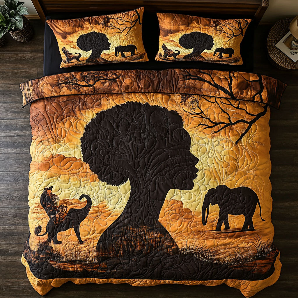 Black Woman WX0603011CL Quilted Bedding Set