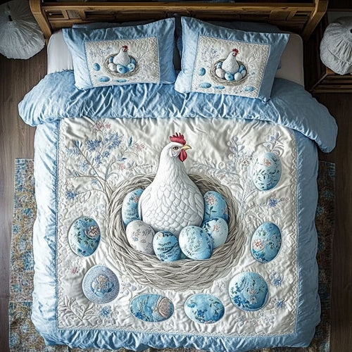 Blue Chicken Egg WX0803163CL Quilted Bedding Set