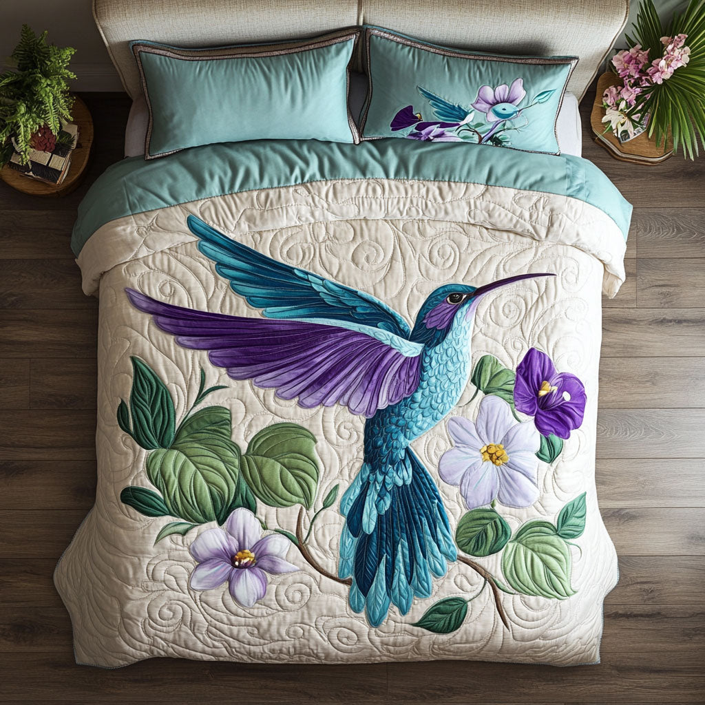 Blue Hummingbird WX0603015CL Quilted Bedding Set